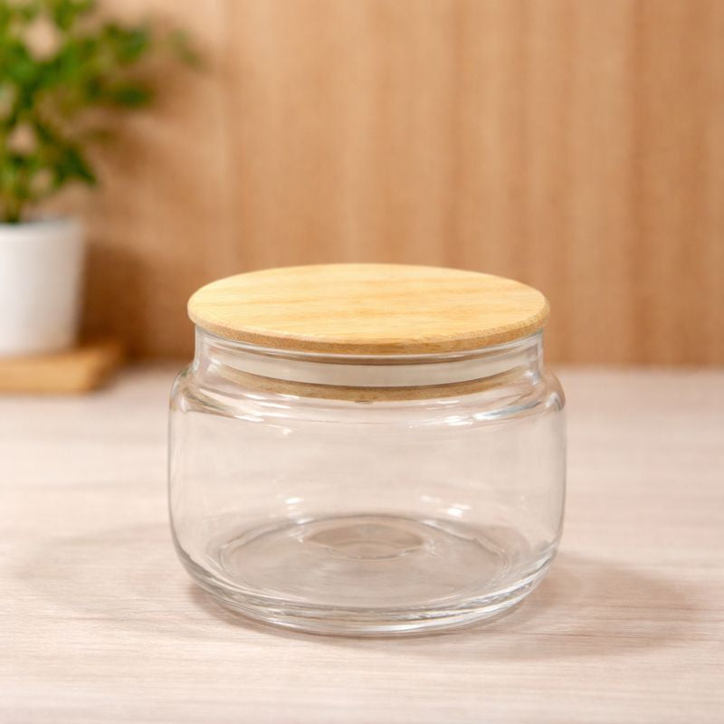 Glass Storage Jar with Wooden Lid – 400ml