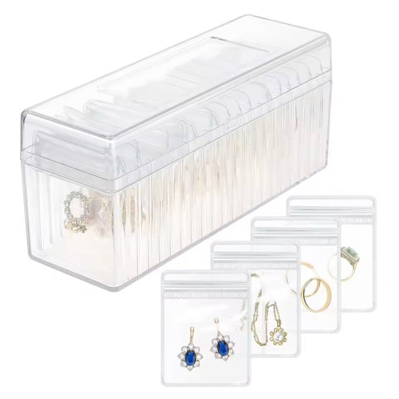 Jewelry Organizer With 20 Mini Pouches, Transparent Waterproof Earring Jewelry Storage Box, Acrylic Jewelry Box With 20 Anti Tarnish Jewelry Pouch
