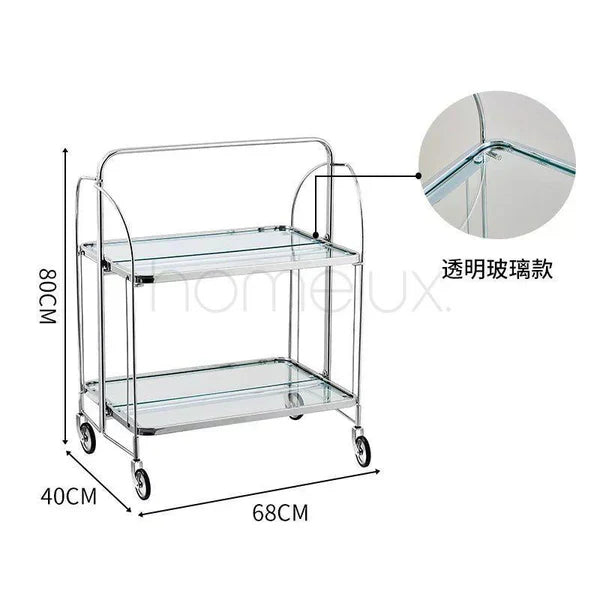 Modern Gold Folding Bar Cart Trolly - Silver