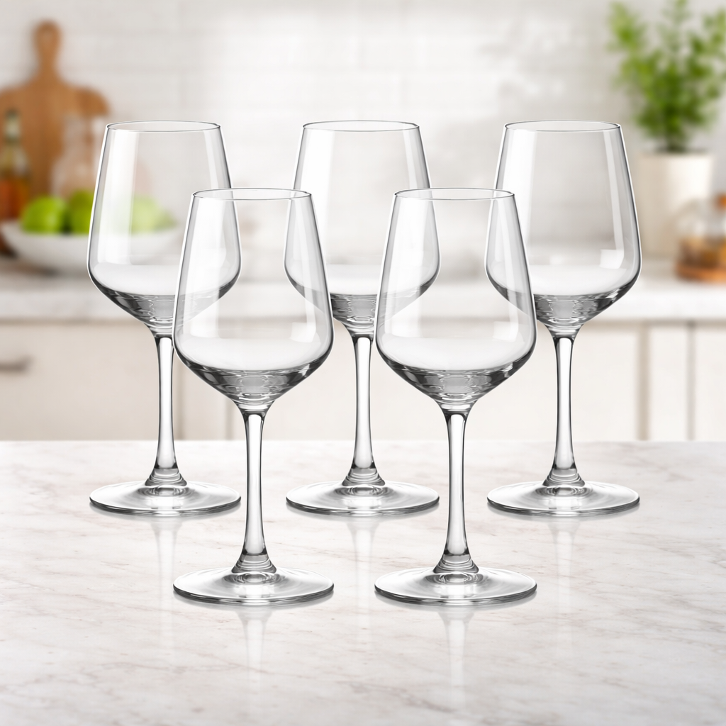 6-Piece Elegant Stem Glass Set – Classic Clear Glassware