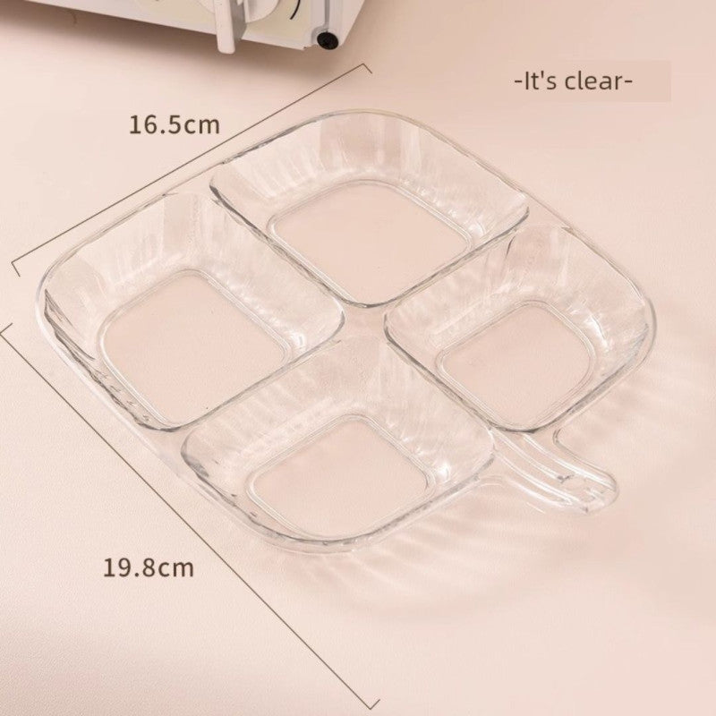 4 Section Acrylic Serving Plate With Handle