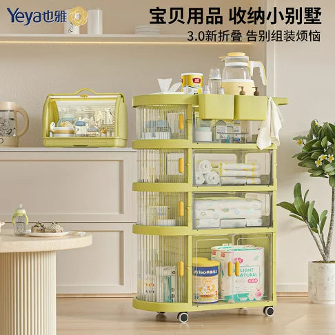 Freestanding Nursing Foldable Storage Cabinet Organizer Cart with Top Box