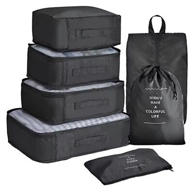 7pcs Set Travel Organizer Packing Cubes Lightweight Travel Luggage Organizers with Laundry Bag or Toiletry Bag