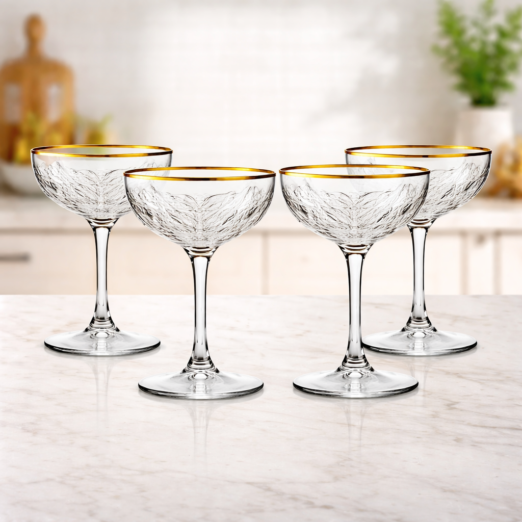 4-Piece Elegant Stem Glass Set – Classic Clear Glassware