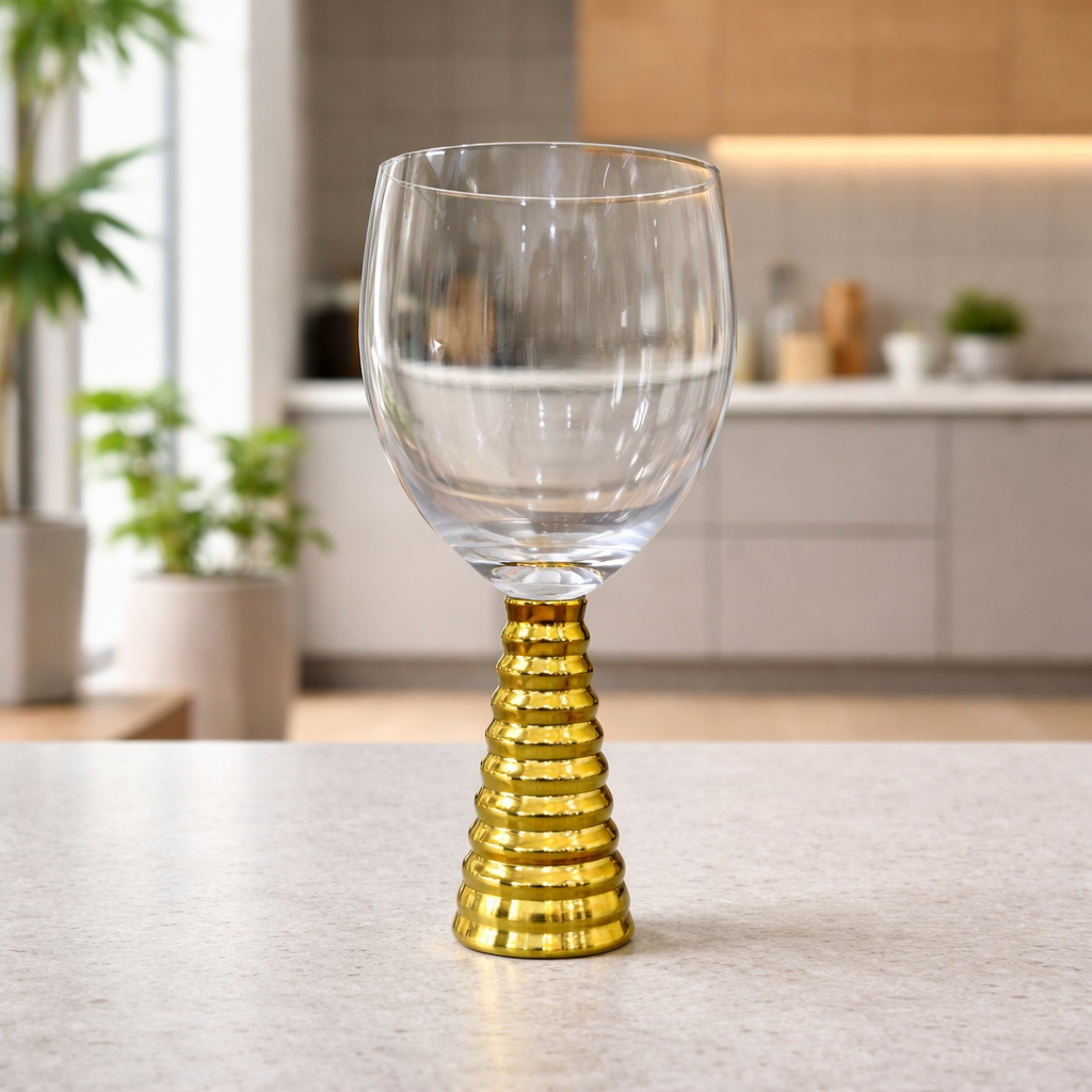 Screw Champagne Goblets Glass - Gold | 6 Pcs