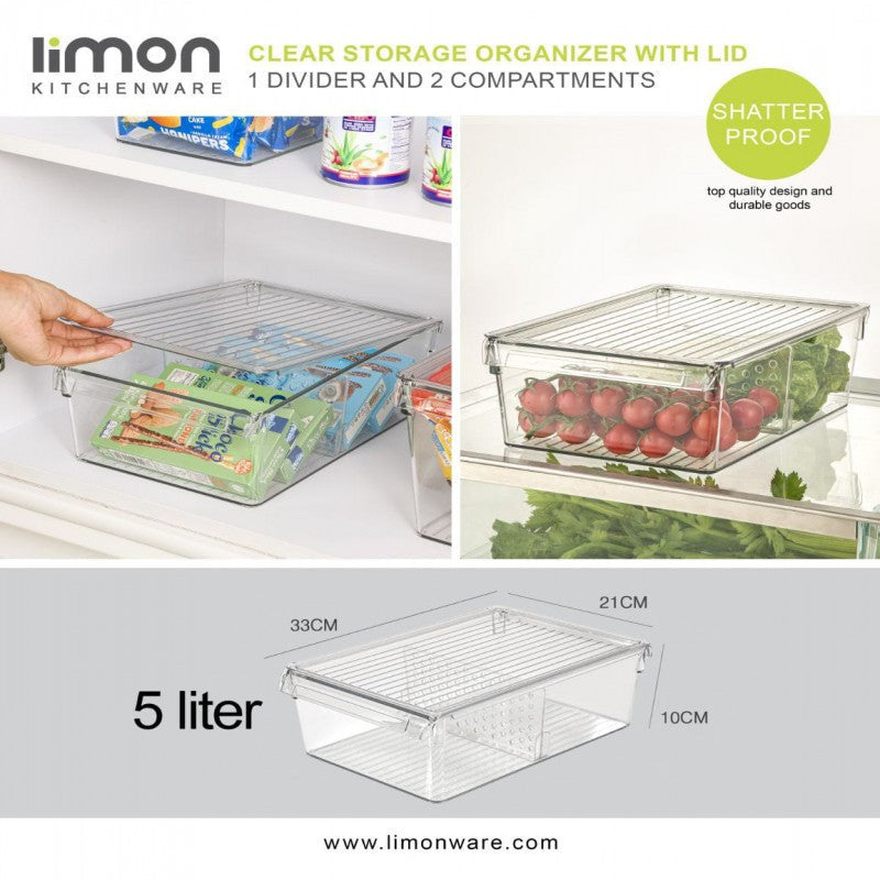 Limon Stackable Clear Storage Organizer with Lid – Multi-Purpose Plastic Container for Home, Kitchen & Office | Adornia.pk