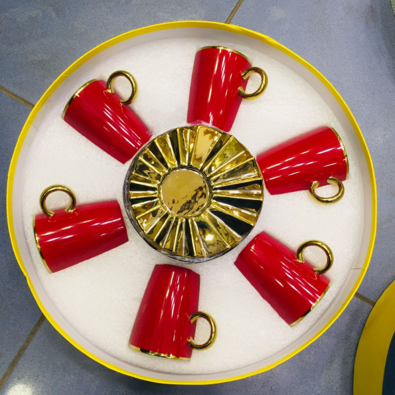 6Pcs Cup Saucer Red ANGELA