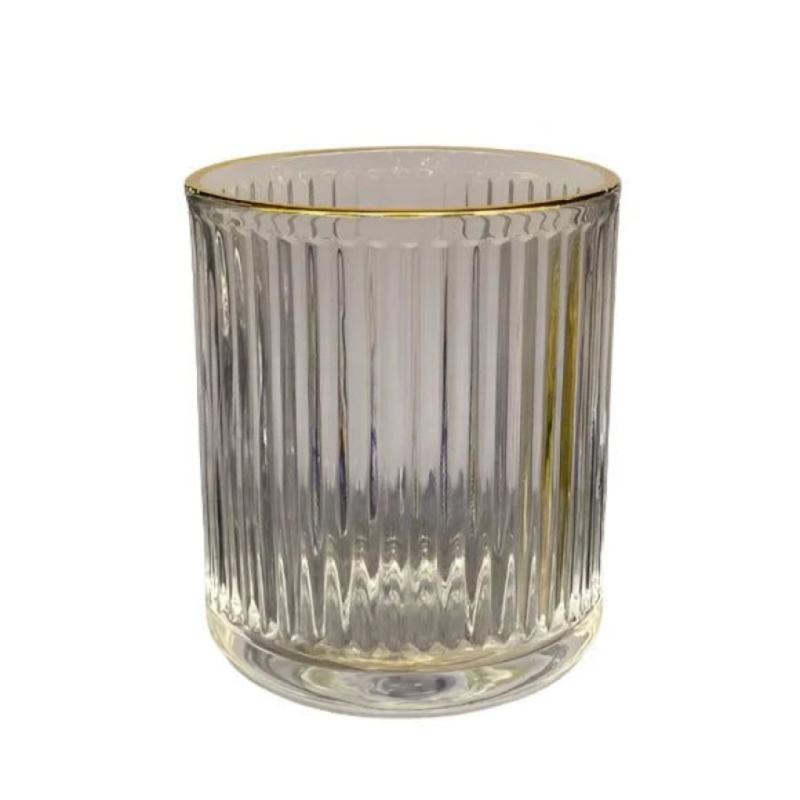 Crystal Glass Ridged Stripe Gold Rim Glass – Elegant Drinkware | Adornia.pk