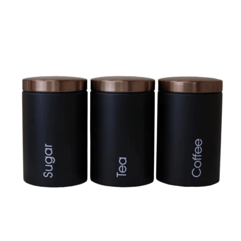 Metallic Canister Set With Rose Gold Lid – Elegant Storage Solution | Adornia.pk