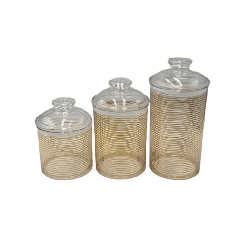 3 Pcs Acrylic Jar Set – Lining Design for Stylish Kitchen Storage | Adornia.pk