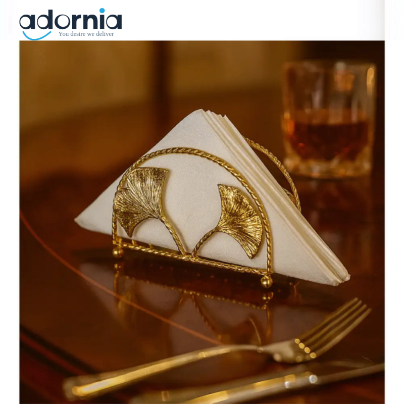 Luxury Golden Leaf Napkin Holder – Elegant Dining Table Accessory