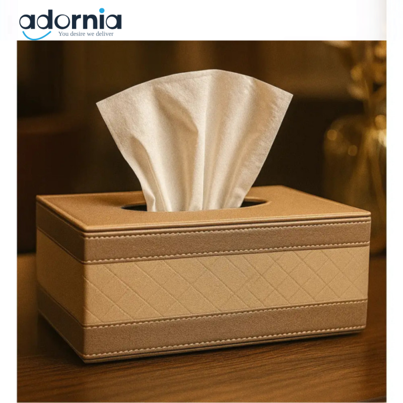 Luxury Faux Leather Tissue Box Cover – Elegant Rectangular Tissue Holder for Living Room & Office