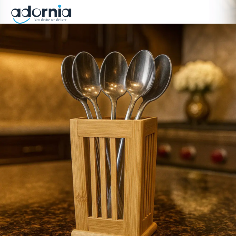 Vertical Bamboo Spoon Holder – Premium Utensil Organizer for Modern Kitchens