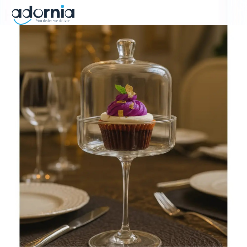 Luxury Glass Dessert Stand with Dome Cover – Elegant Cupcake & Treat Display