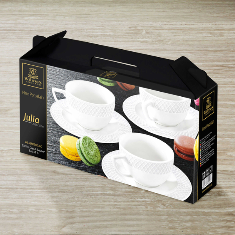Wilmax England JULIA Coffee Cup & Saucer Set – 6 Pcs