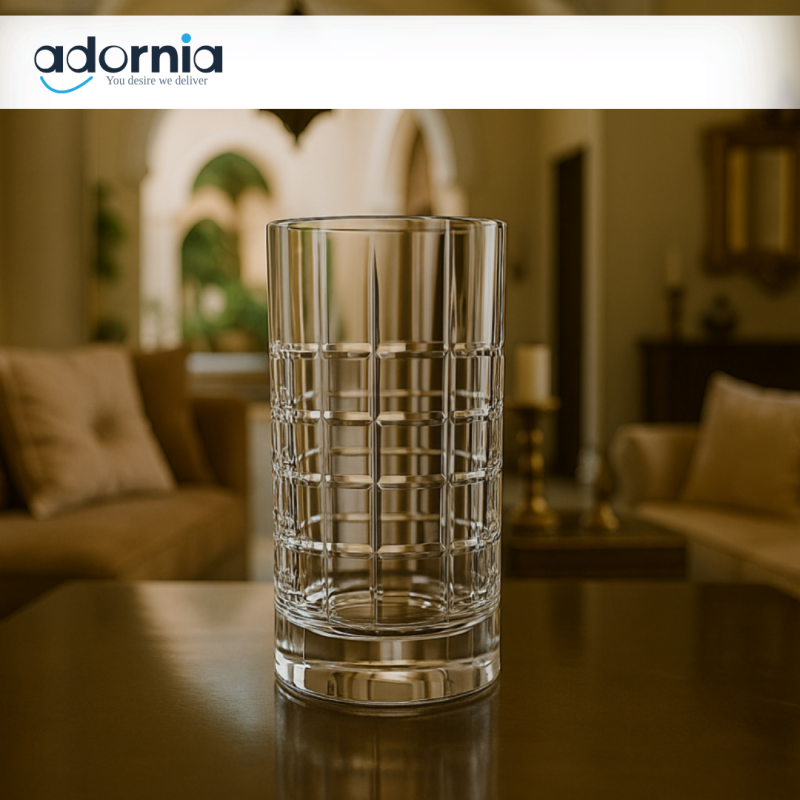 LUXURY CRYSTAL WATER GLASS 6 PIECE – GEOMETRIC DESIGN TRANSPARENT DRINKING TUMBLER