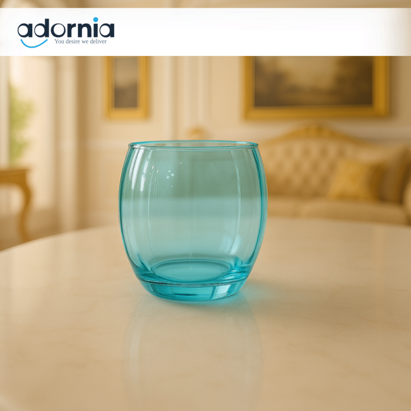 LUXURY AMBER GLASS TUMBLER – ELEGANT DRINKING CUP FOR VILLA TABLETOP DECOR - SKY BLUE
