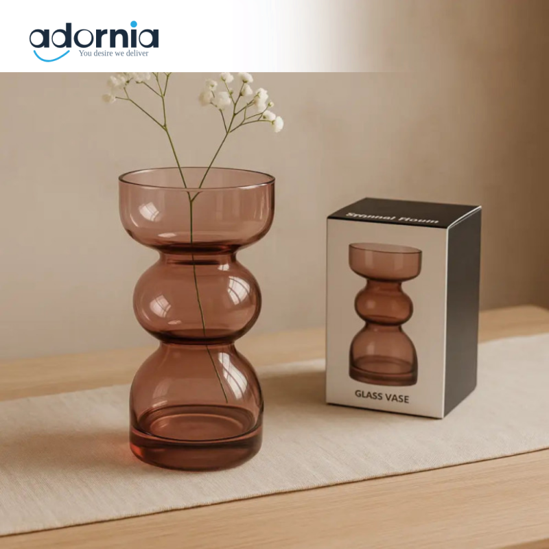 Mauve Hourglass Glass Vase – Japandi Minimalist Decor