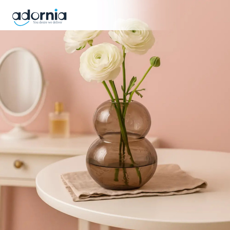 Blush Aura Double-Layer Glass Flower Vase