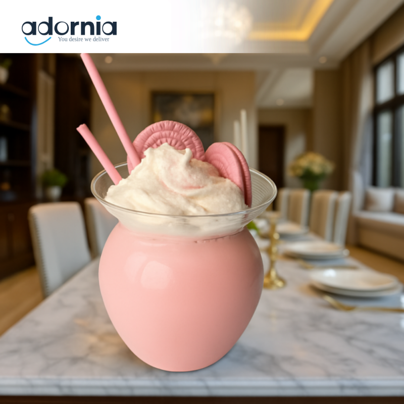 MATKA BEVERAGES GLASS CUP WITH STRAW 550ML