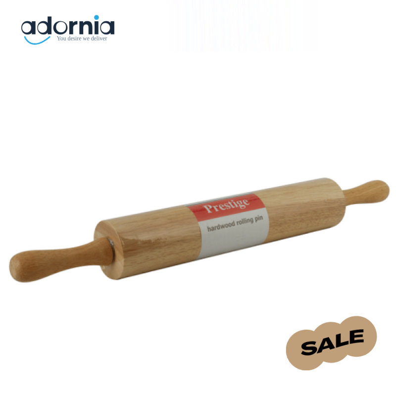 PRESTIGE WOODEN ROLLING PIN – DURABLE DOUGH ROLLER WITH STORAGE STRAP