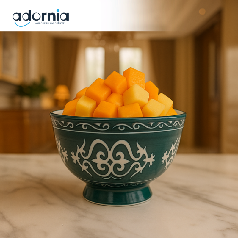 LUXURY 6 PIECE CERAMIC BOWL SET – ELEGANT DINING TABLE DECOR - GREEN ZQ-138-G