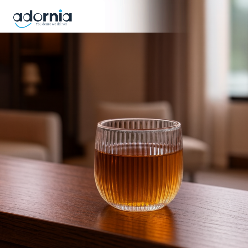 RIBBED GLASS SET – 6 PIECE PREMIUM DRINKING GLASSES