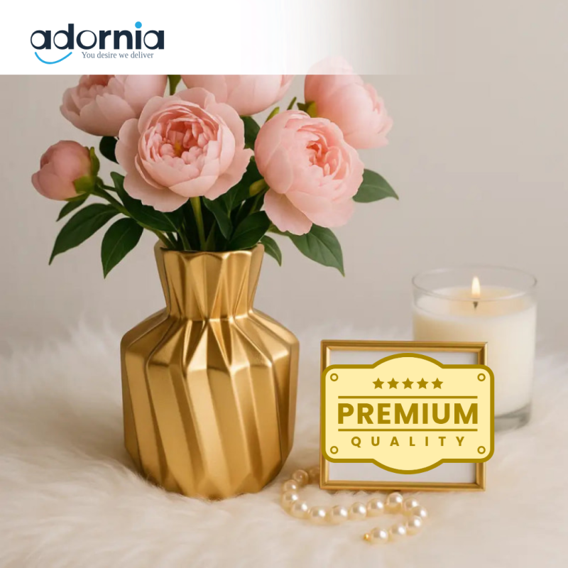 Luxury Gold Geometric Flower Vase – Elegant Decorative Centerpiece for Home & Office