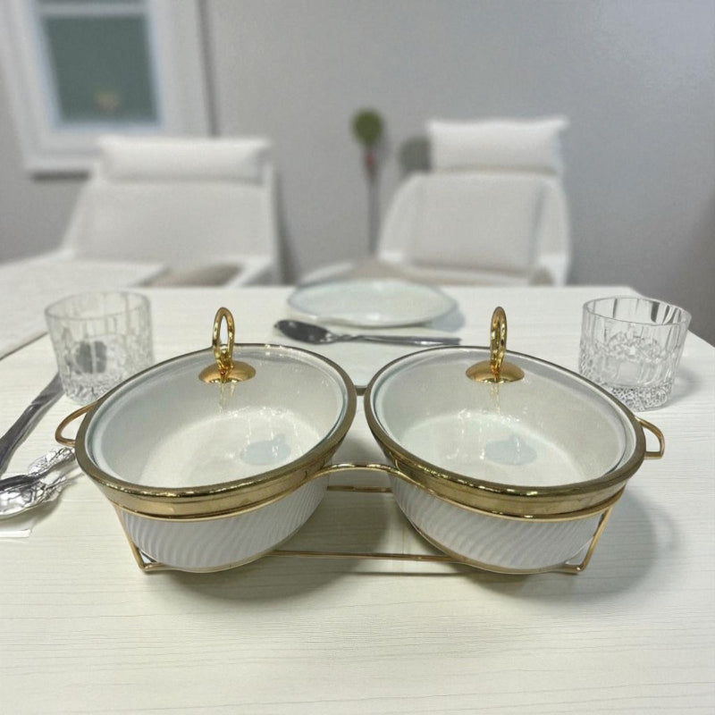 White Oval Twin Chafing Dishes (12