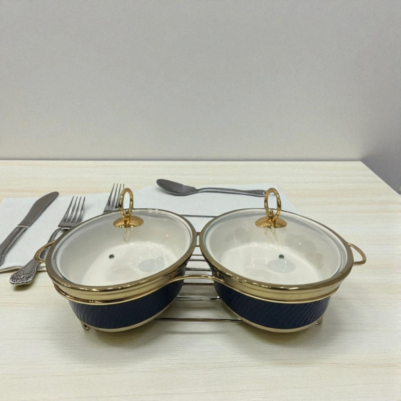 Imported Twin Oval Chafing Dishes - Navy Blue (12