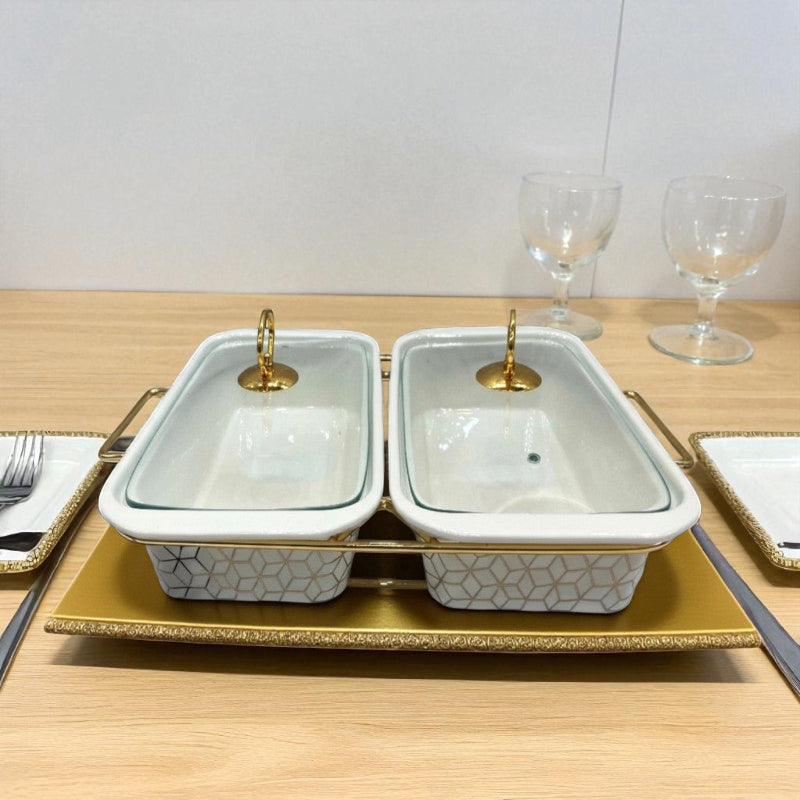 Elegant Twin Rectangular Chafing Dishes (12