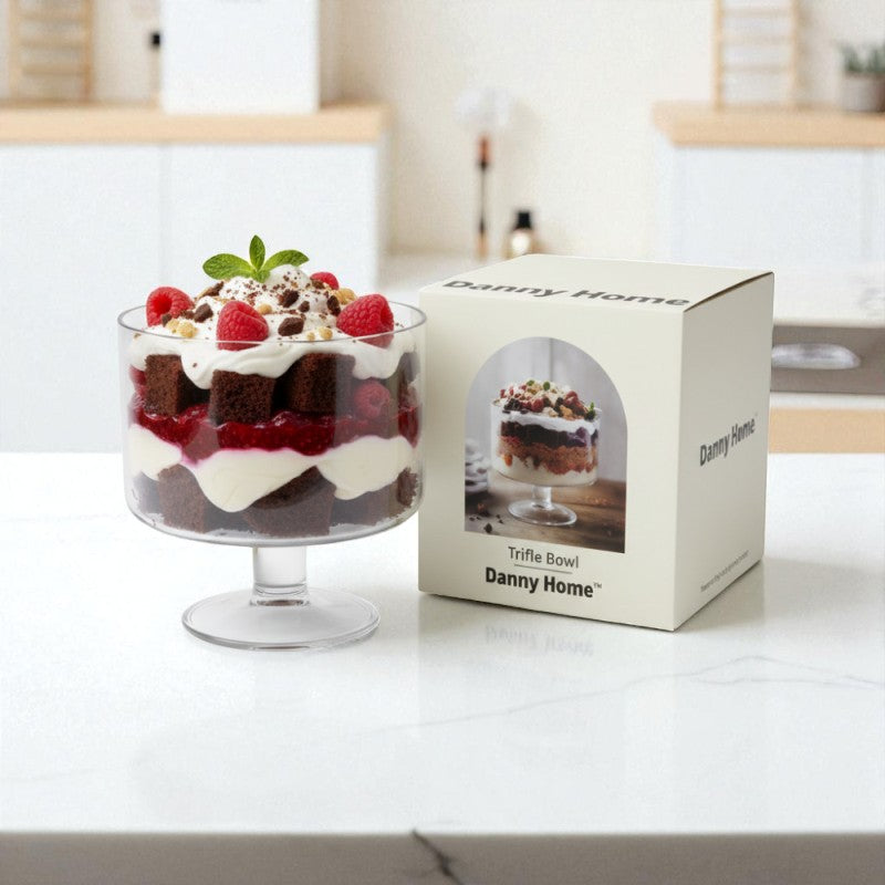 Danny Home Big Trifle Bowl (CB-42) – 20x20x20.1cm Premium Glass Bowl | Adornia.pk