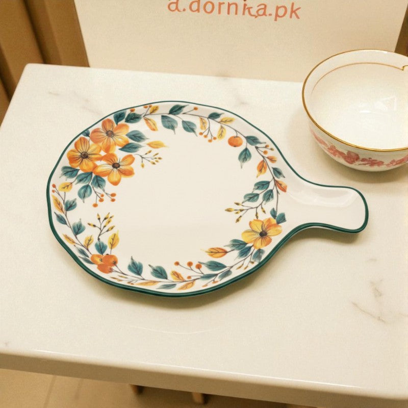 The Brilliant 9-Inch Round Baker with Handle – Premium Porcelain Baking & Serving Dish | Adornia.pk