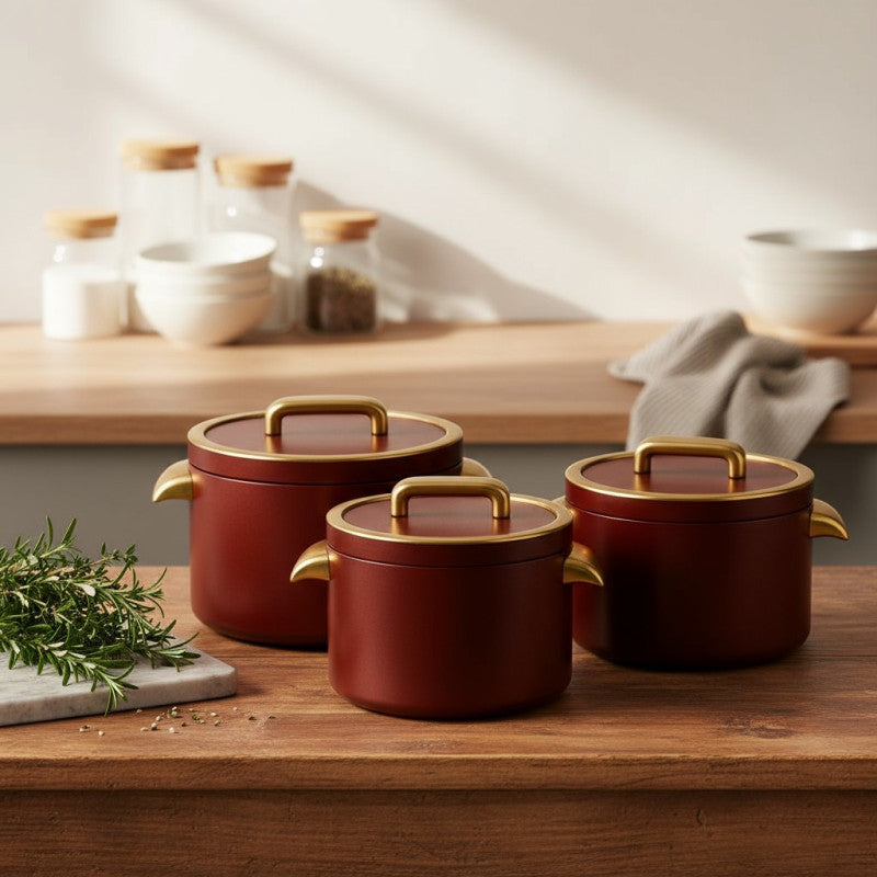 Premium 3-Piece Insulated Hotpot Set – 1000ml, 2000ml, 3500ml | Double Wall Thermal Food Server