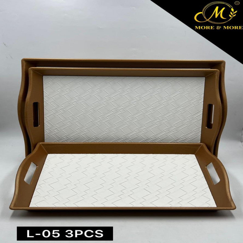 Refined Craft Leather Tray Trio with Mocha Edge Finish – 3 Piece Organizer Set