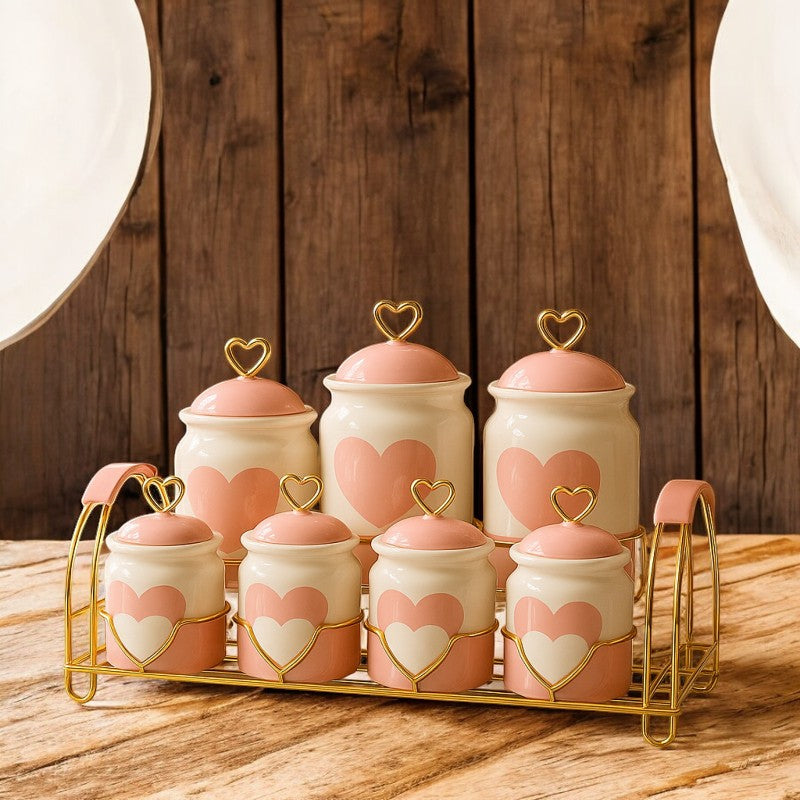 Premium Set of 7 Lovely Airtight Jars – Kitchen Storage Containers | Adornia.pk