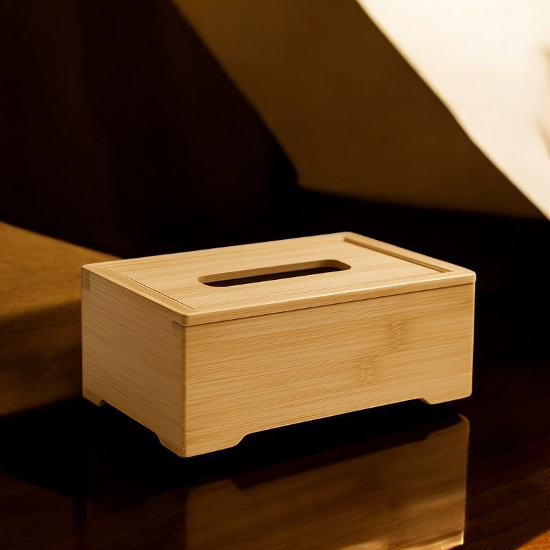 Natural Bamboo Tissue Box Holder – Elegant Eco-Friendly Tabletop Organizer | Adornia.pk