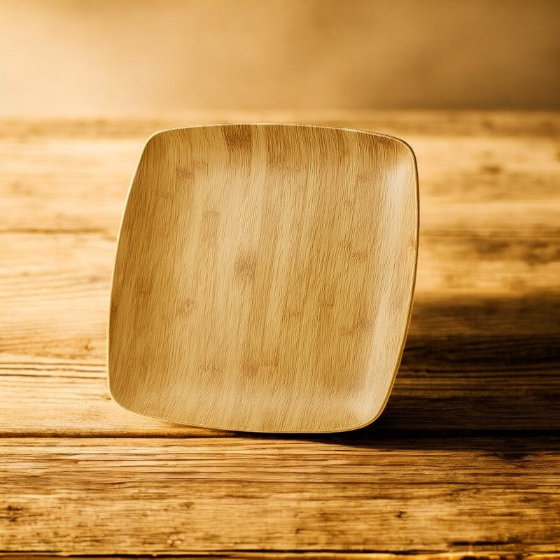 Melamine Bamboo Serving Tray – Premium Rectangular Food Platter | Adornia.pk