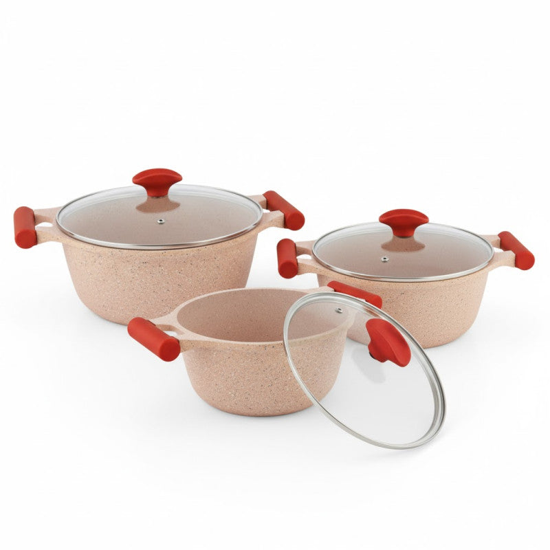 Prestige Essent 6-Piece Non-Stick Cookware Set – Pink Premium Aluminium Set | Adornia.pk