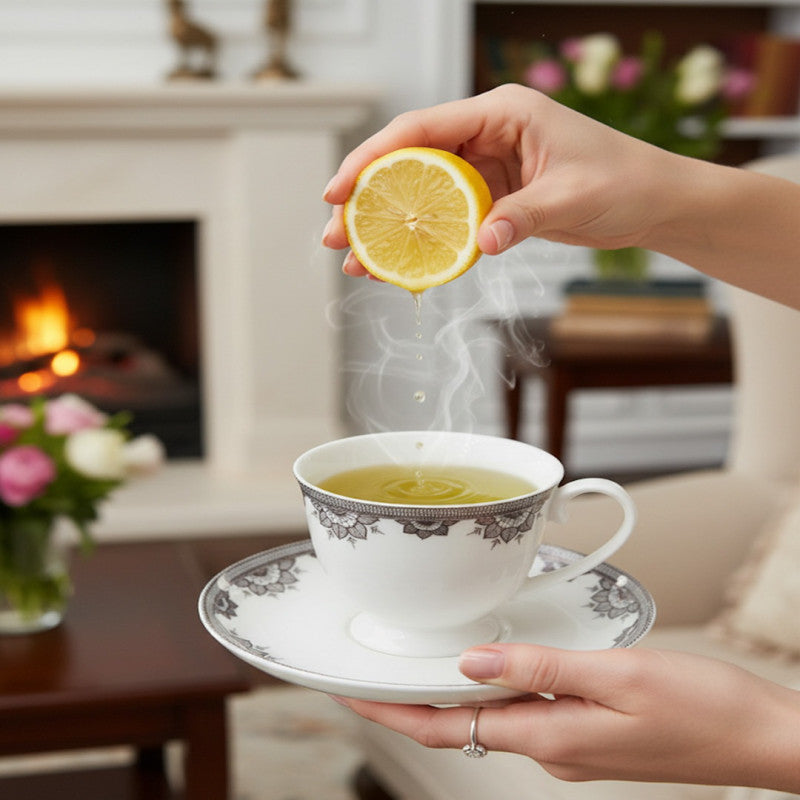 Elegant Porcelain Tea Cups with Classic Floral Design