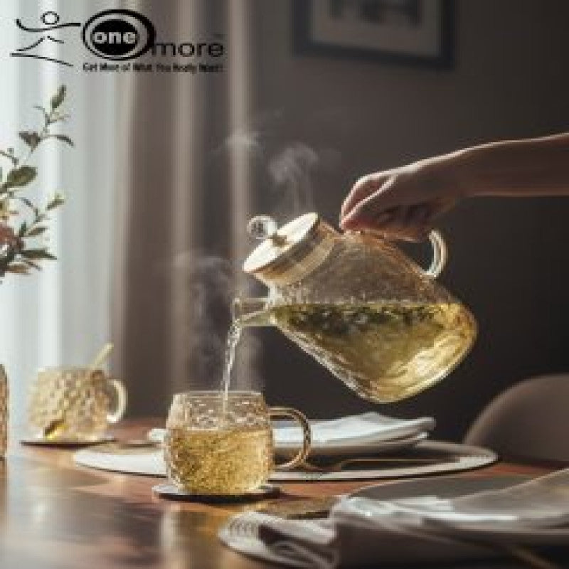 7-Piece Amber Textured Glass Tea & Water Set – Elegant Style