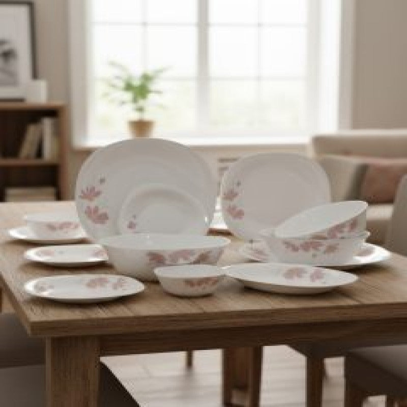 Refined Floral Square Opalware Dinnerware Set
