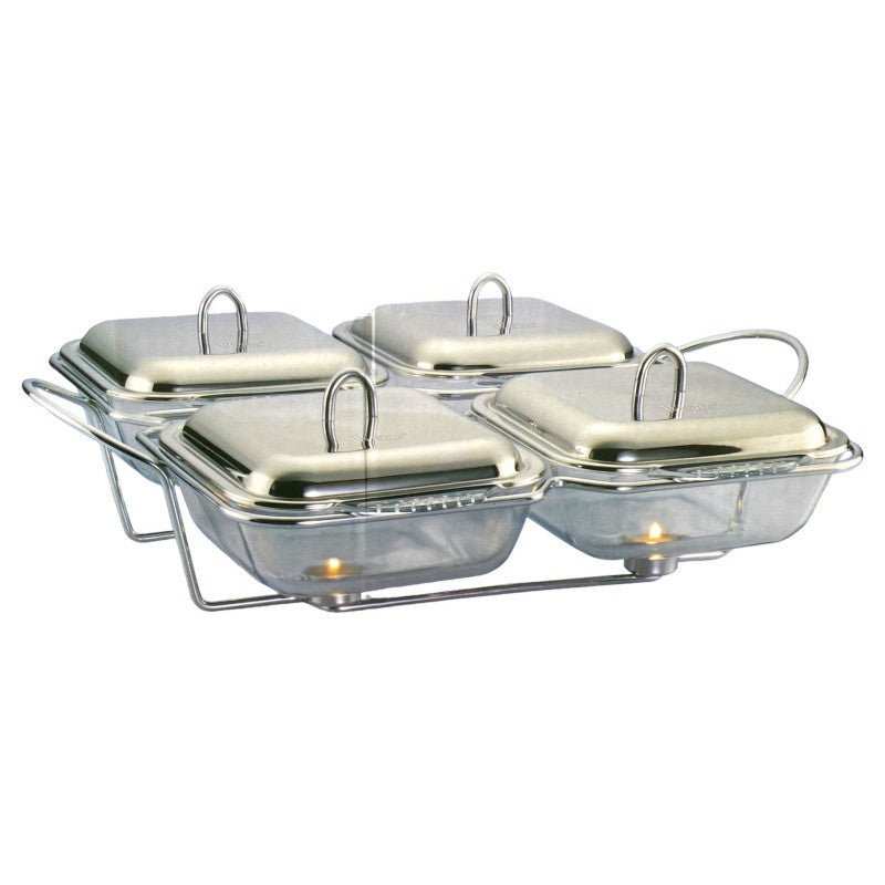 4-Piece Food Warmer Set with Glass Dish