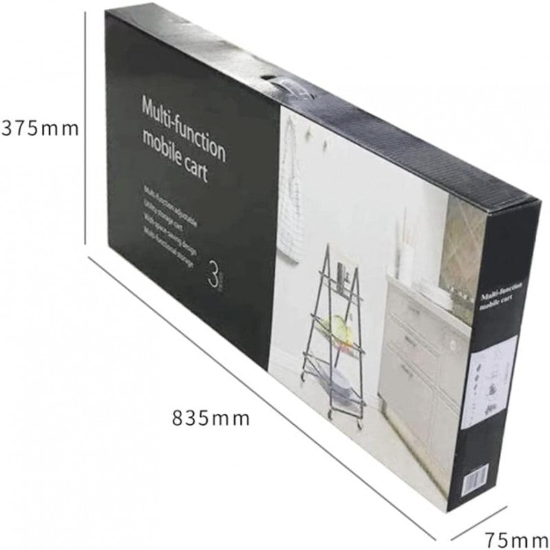 “3-Layer A-Frame Metal Trolley Cart – White, Multi-Function”