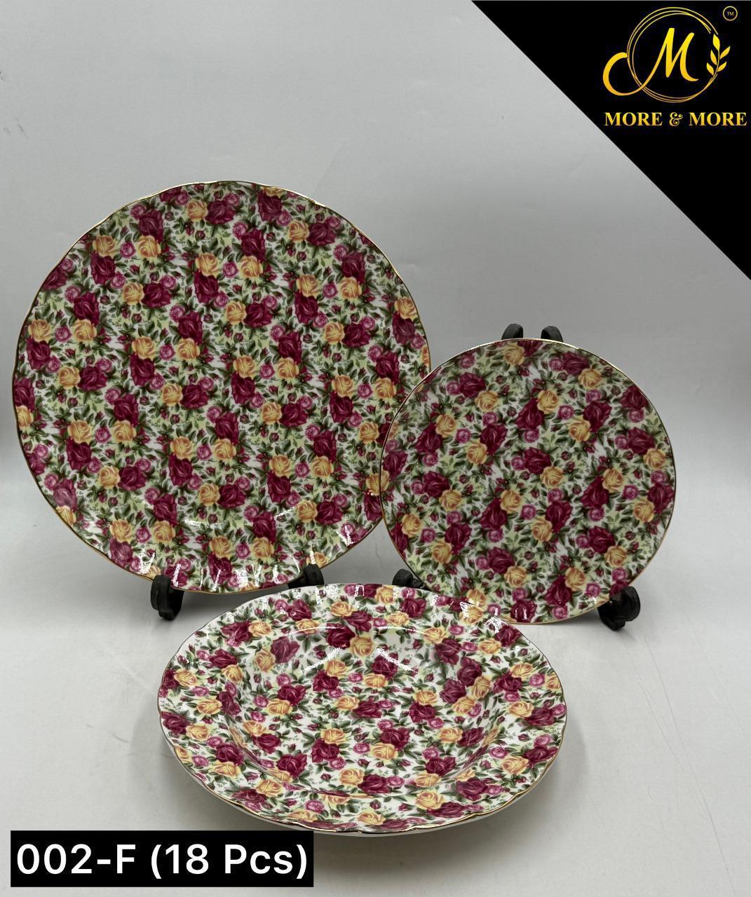 Royal Albert-Inspired Plate Set (18-Pcs) – Design : 002-F