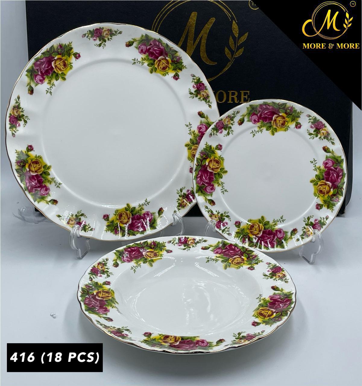 Royal Albert-Inspired Plate Set (18-Pcs) – Design : 416-F