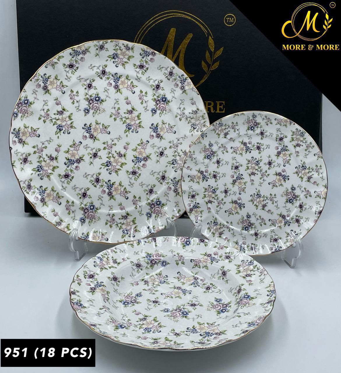 Royal Albert-Inspired Plate Set (18-Pcs) – Design : 951-F