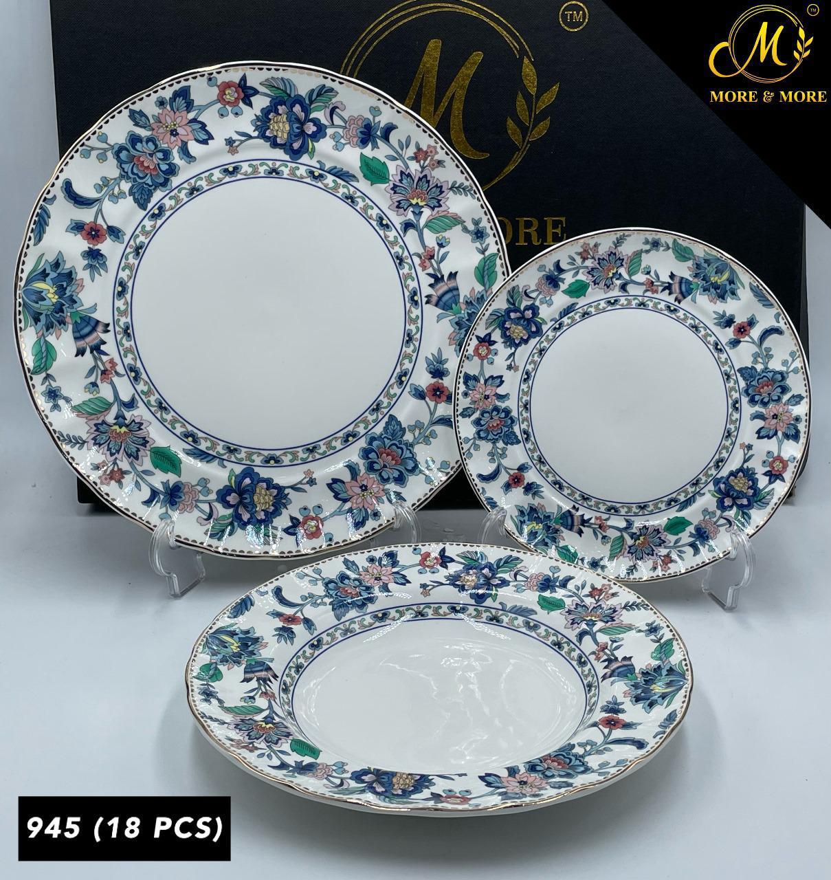 Royal Albert-Inspired Plate Set (18-Pcs) – Design : 954-F