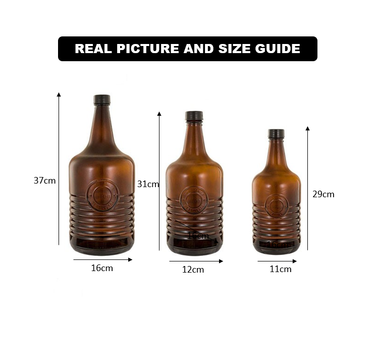 Rustic Handmade Amber Glass Bottle by Limon