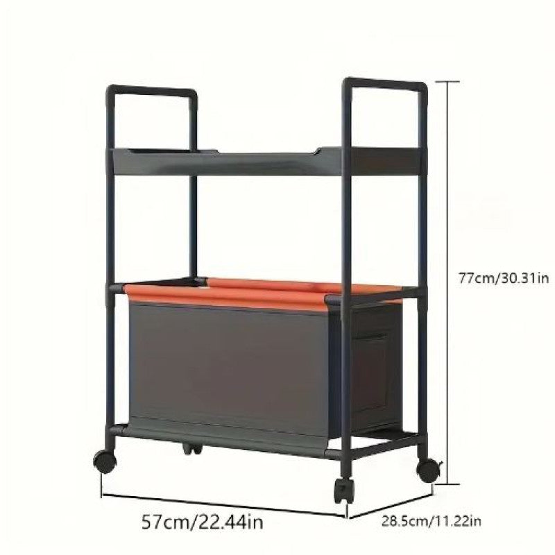 2-Tier Rolling Storage Cart with Handle | Mobile Organizer for Office, Kitchen, Laundry & Outdoor – Plastic & Metal (White, Black, Dark Green)